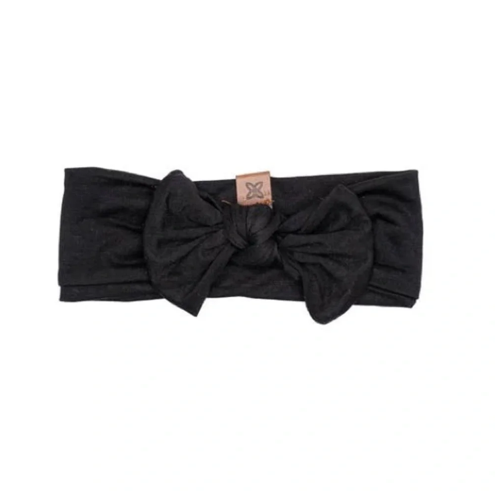 NWT Papillon Bebe Knotted Bow Headband Black 0-3M